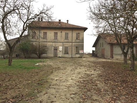 Edificio storico con alberi e terreno circostante, rappresentante il sito di Panigadi e Locatelli.