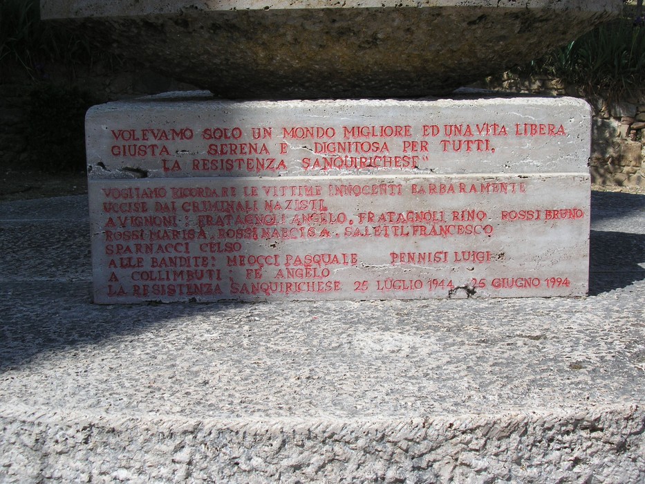 Monumento dedicato ai caduti della Resistenza, simbolo di libertà e memoria storica.