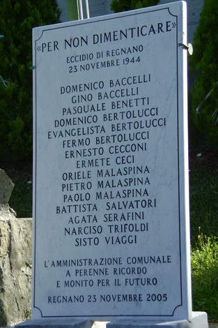 Monumento commemorativo dell'eccidio di Regnano, in memoria delle vittime del 23 novembre 1944.
