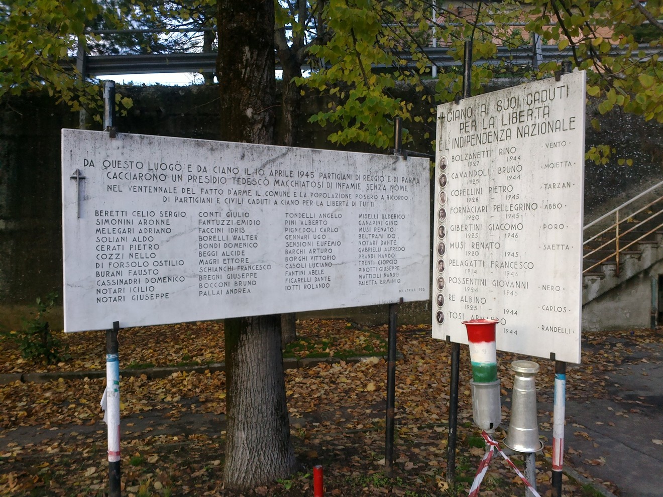 Monumento commemorativo ai Caduti Partigiani e Civili di Ciano, in onore della resistenza e della libertà.