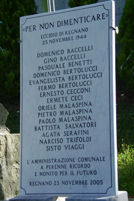 Monumento commemorativo dell'eccidio di Regnano, in memoria delle vittime del 23 novembre 1944.