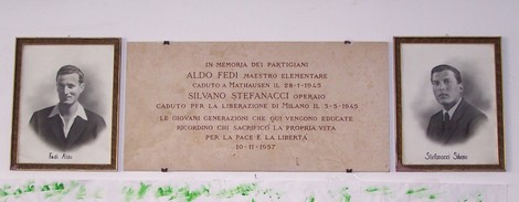 Lapide commemorativa dedicata ai partigiani Aldo Fedi e Silvano Stefanacci, caduti per la libertà.