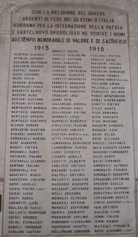 Lapide commemorativa ai Caduti di Castelnovo di Sotto, in onore di coloro che sacrificarono la vita per l'Italia.