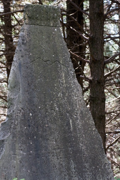 Monumento dedicato alla Divisione Apuana, immerso nella natura, simbolo di memoria storica.