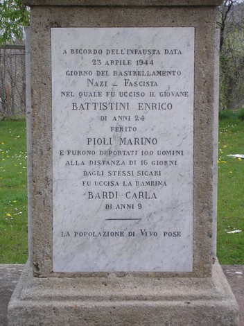 Monumento commemorativo ai caduti e deportati, a ricordo degli eventi tragici del 23 aprile 1944.