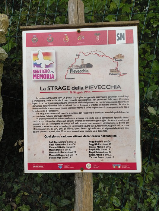 Panoramica del "Sentiero della Memoria" che ricorda la Strage della Pievecchia del 6 giugno 1944.