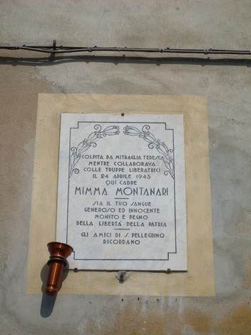 Lapide commemorativa in memoria di Mimì Montanari, caduto il 24 aprile 1945, a Colle Truppe Liberatorie.