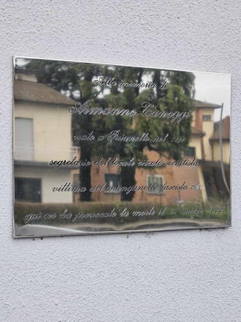 Targa commemorativa in memoria di Armando Taneggi, vittima del regime fascista.