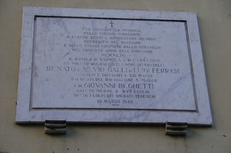 Lapide commemorativa ai caduti di Vignola, in memoria delle vittime innocenti della guerra e del fascismo.