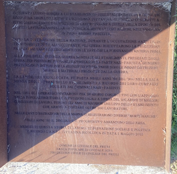 Monumento dedicato agli operai fucilati dell'Italcementi, in memoria delle vittime e della loro lotta.