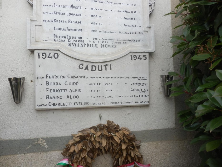 Lapidi commemorative dei caduti di Cerrione, onore e memoria per gli eroi del 1940-1945.