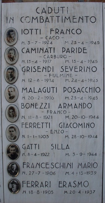 Lapidi commemorative dei caduti nella Liberazione, onore ai loro sacrifici per la libertà.