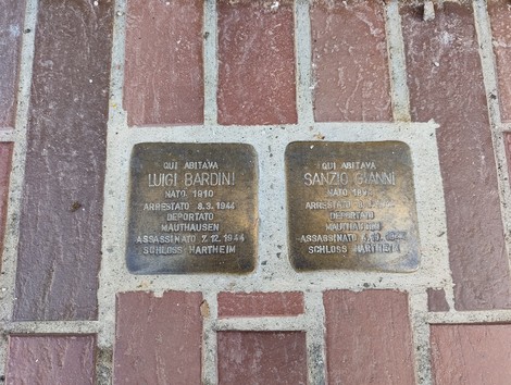 Pietre d'inciampo dedicate a Luigi Bardini e Sanzio Gianni, commemorazione di vittime della deportazione.