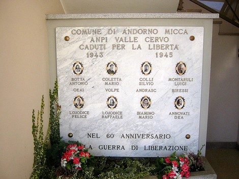 Monumento ai partigiani di Andorno, commemorazione dei caduti per la libertà tra il 1943 e il 1945.