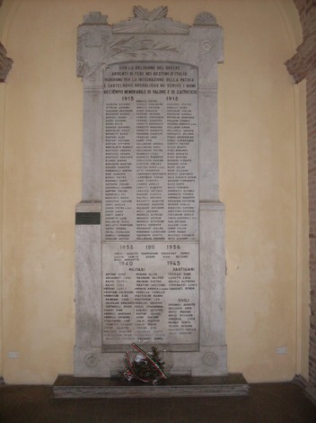 Lapide commemorativa ai caduti di Castelnovo di Sotto, omaggio agli eroi di guerra del 1915-1918.