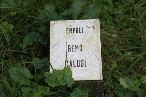 Pietra miliare in un verdeggiante giardino, simbolo di meditazione e tranquillità nella natura.