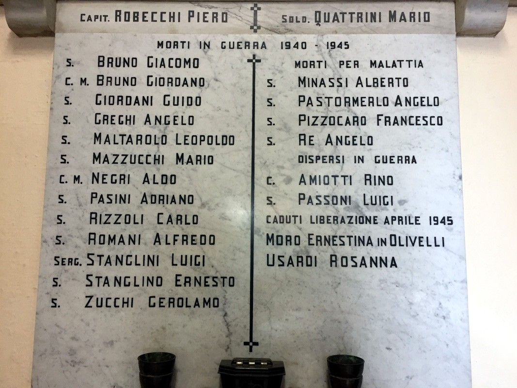 Lapide commemorativa ai caduti di Zeme, con nomi di soldati morti in guerra e per malattia.