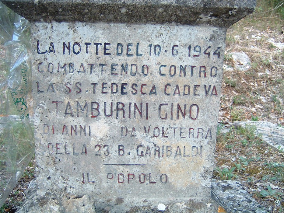 Monumento commemorativo per i caduti della battaglia di Riotorto, con dedica a Tamburini Gino.