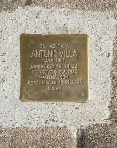 Pietra d'inciampo dedicata ad Antonio Villa, commemorazione di un deportato del 1944.