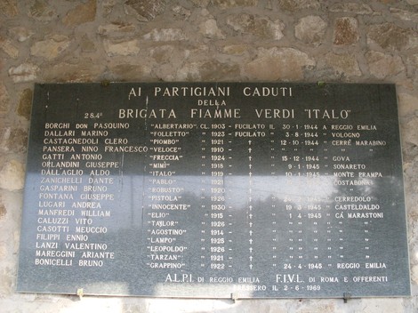 Sacrario di Ca' Marastoni, memoriale ai partigiani caduti della Brigata Fiamme Verdi "Italo". Reggio Emilia.