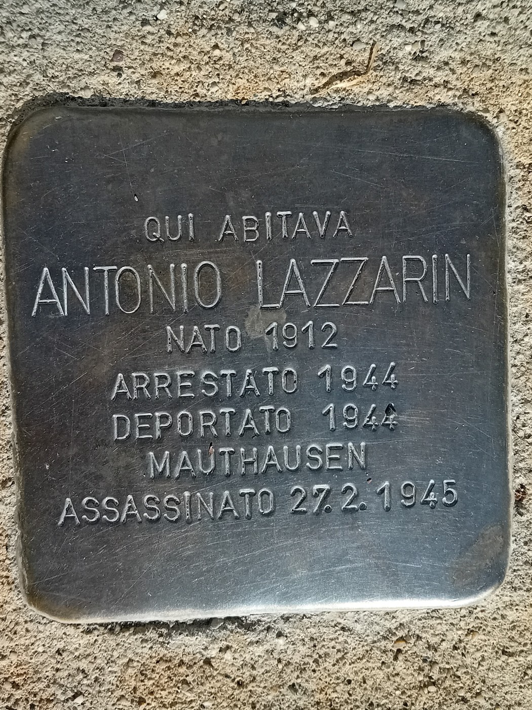 Pietra d'inciampo a Lazzarin, Comune di Torino (TO), foto 1