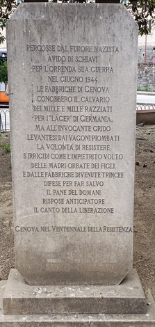 Monumento agli operai deportati, commemorazione della resistenza e delle vittime del nazismo a Genova.