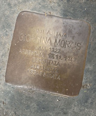 Pietra d'inciampo dedicata a Giorgina Morais, che ricorda la sua deportazione e assassinato ad Auschwitz.