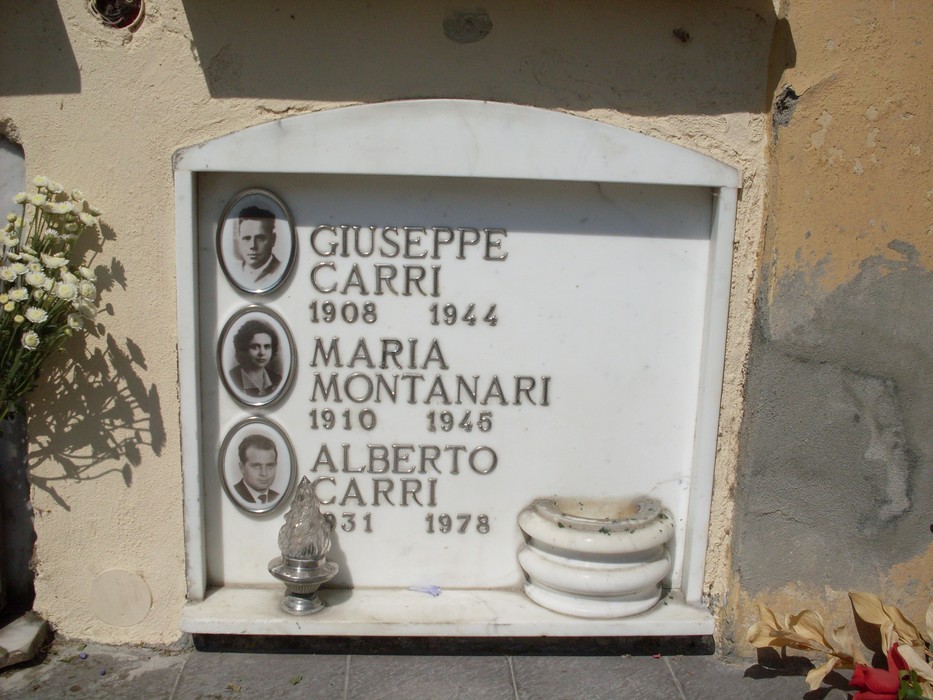 Sacrario dei caduti di Pieve Modolena, commemorazione di Giuseppe Carri, Maria Montanari e Alberto Carri.