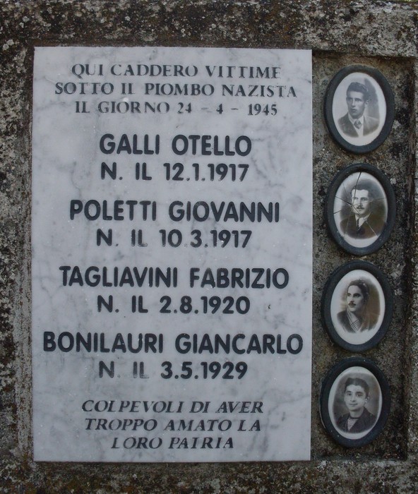 Lapidi commemorative a Bonilauri per le vittime del nazismo, cadute il 24 aprile 1945.