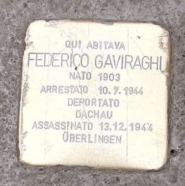 Pietra d'inciampo dedicata a Federico Gaviraghi, vittima della persecuzione nazista.