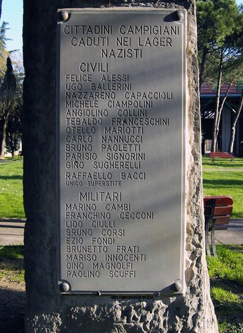 Monumento commemorativo ai caduti e deportati nei lager nazisti, onore ai cittadini e militari campigiani.