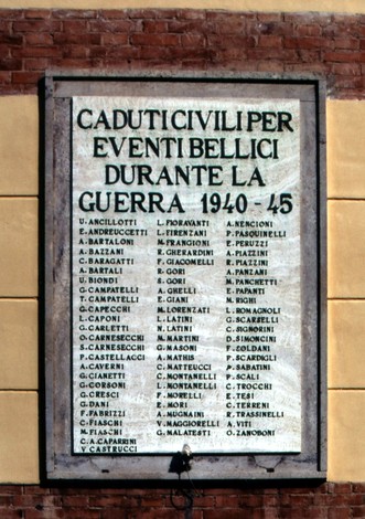 Lapidi commemorative dedicati ai caduti durante la Seconda Guerra Mondiale, eventi bellici 1940-45.