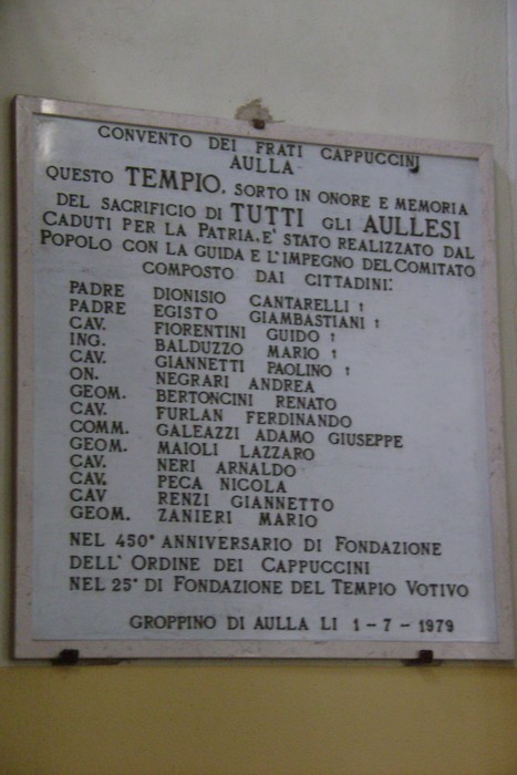Tempio dei caduti di Aulla, dedicato alla memoria dei sacrifici per la patria e ai cittadini onorati.