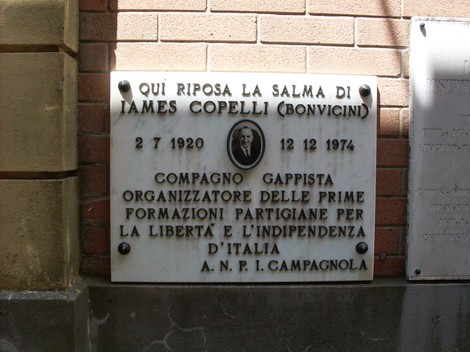 Sepolcro di James Copelli, partigiano e organizzatore della libertà e indipendenza d'Italia, 1920-1974.