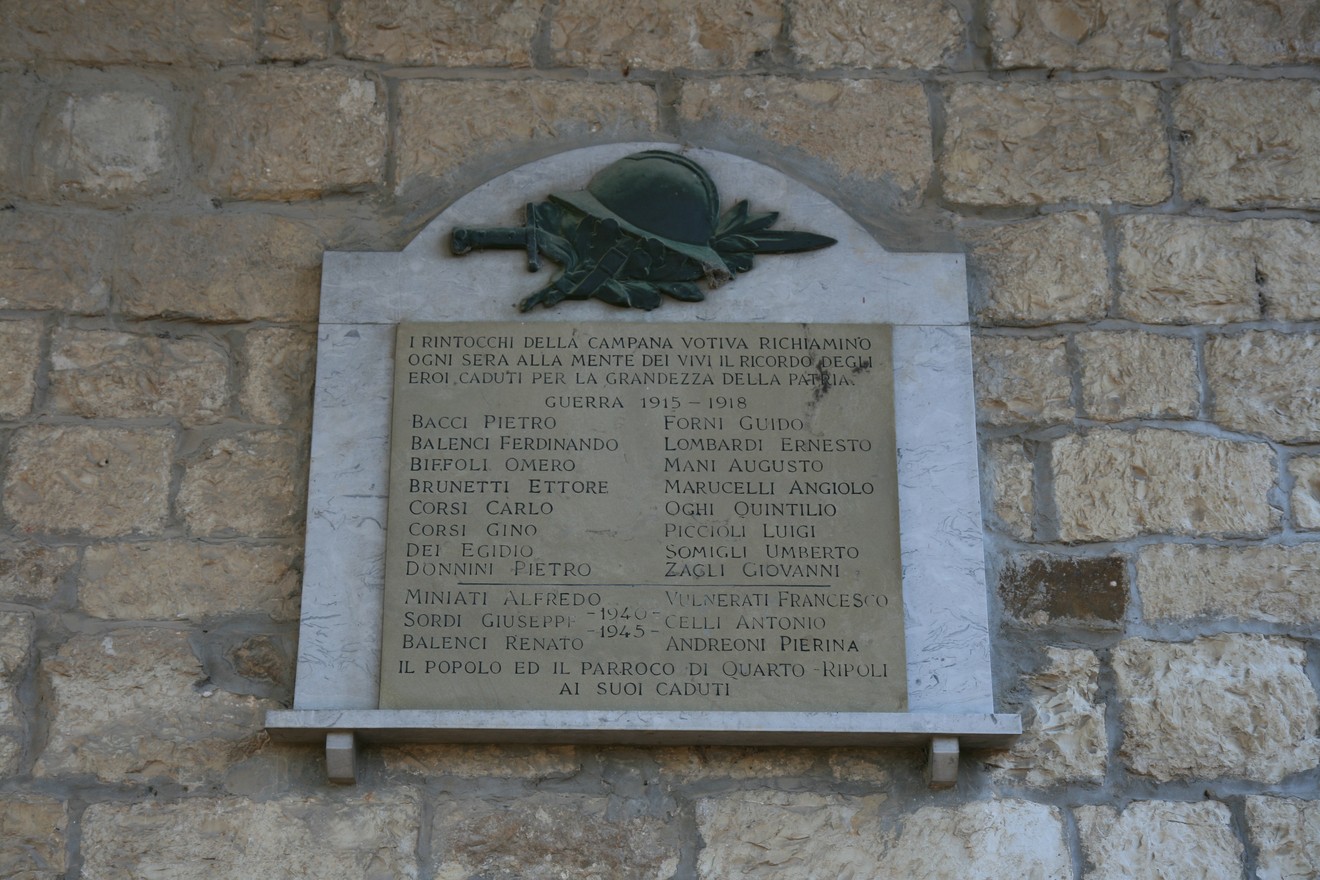 Lapide commemorativa dedicata ai caduti della Campagna di guerra 1915-1918 a Santa Maria a Quarto.