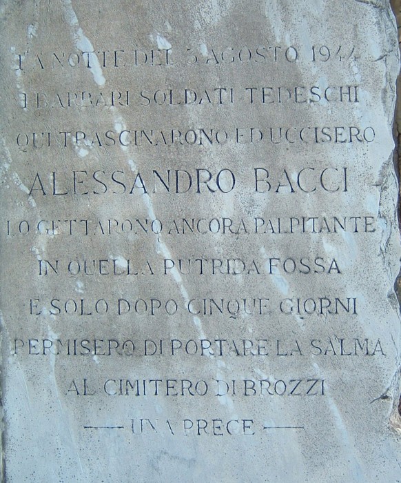 Cippo commemorativo di Alessandro Bacci, in memoria dei soldati italiane uccisi il 3 agosto 1944.