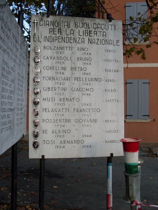 Monumento dedicato ai caduti partigiani e civili di Ciano, in memoria della lotta per la libertà e l'indipendenza nazionale.