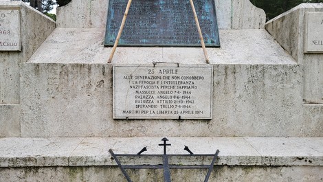 Lapide commemorativa delle vittime del nazifascismo a Montecelio, in ricordo degli eventi tragici del passato.