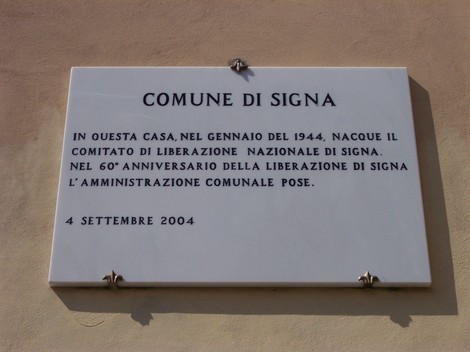 Lapide commemorativa per il Comitato di Liberazione Nazionale a Signa, dedicata al 60° anniversario della liberazione.