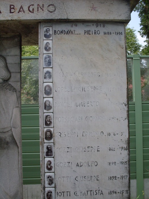 Monumento ai Caduti di Villa Bagno, commemorazione dei caduti nella Prima Guerra Mondiale.
