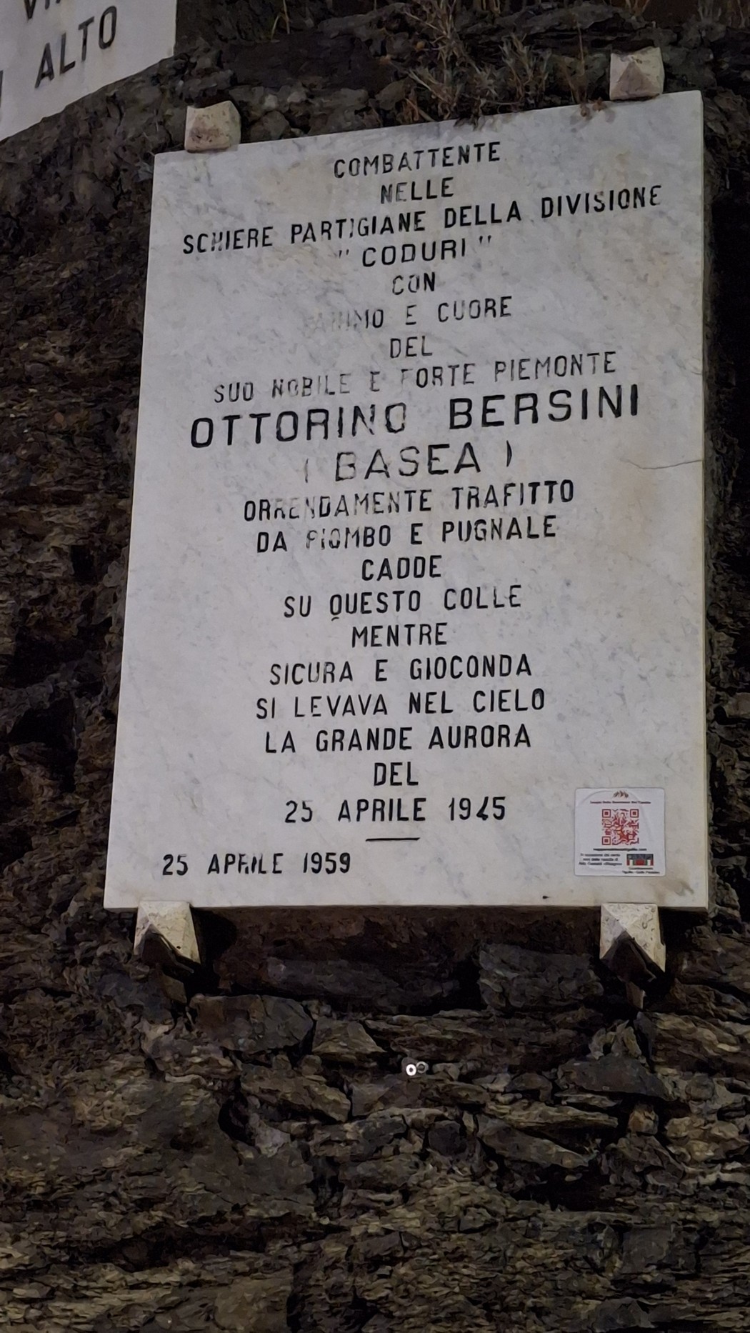Lapide a Bersini, Comune di Chiavari (GE), foto 1